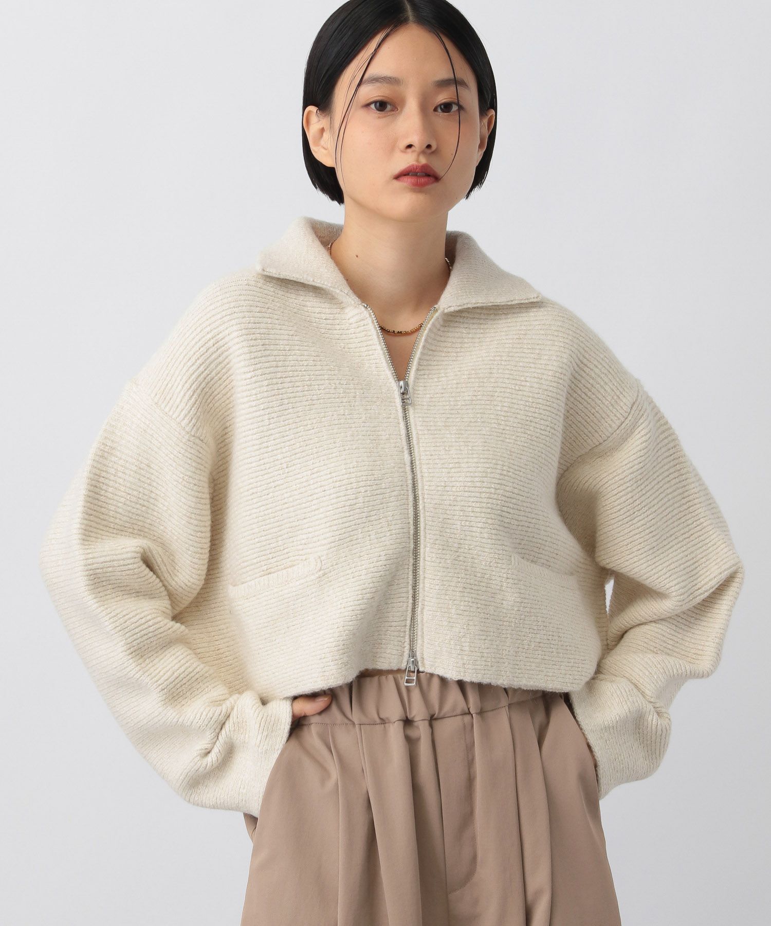 A part by 「ラメエリZIPカーディガン」|ニット・セーター|