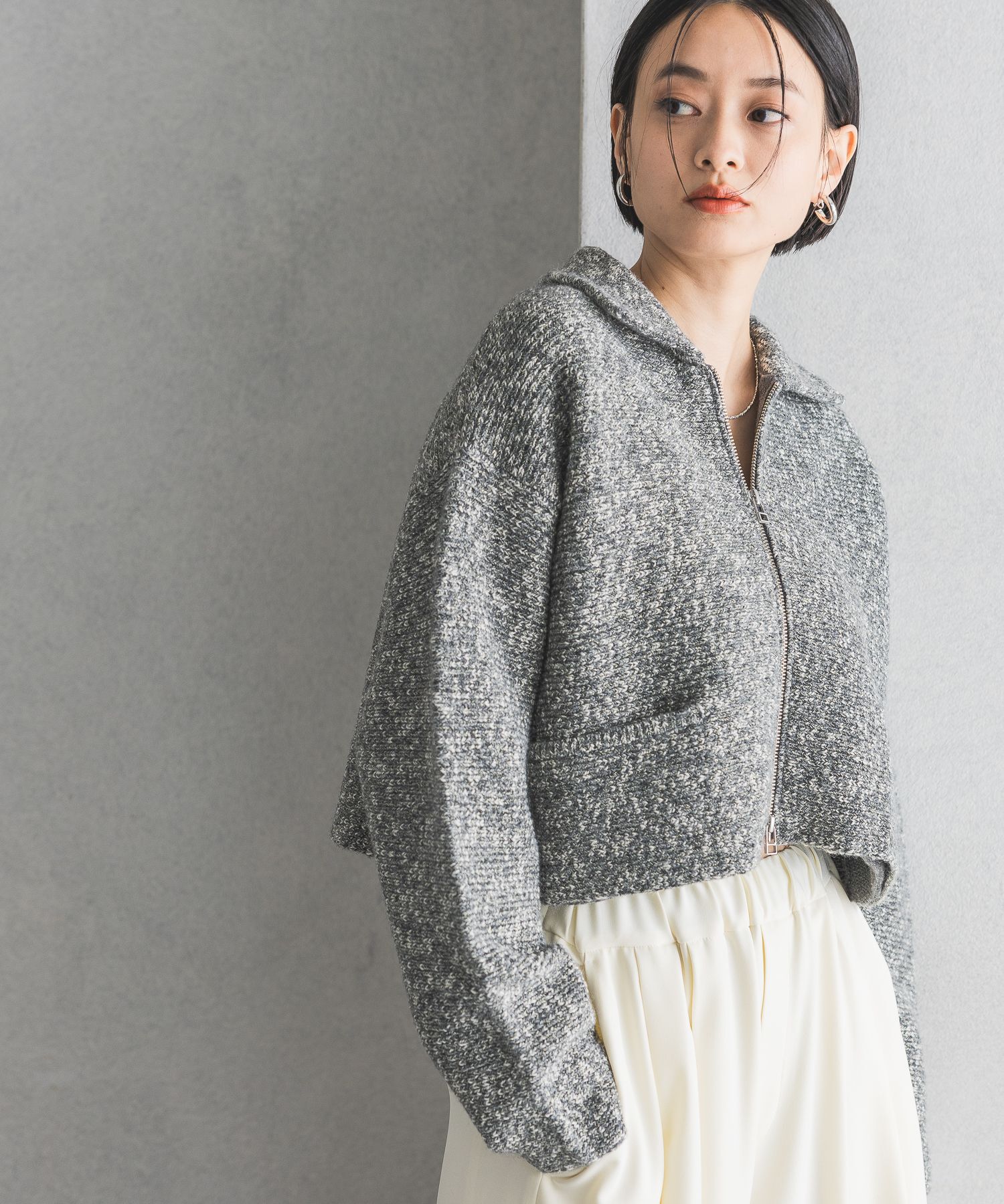 A part by 「ラメエリZIPカーディガン」|ニット・セーター|