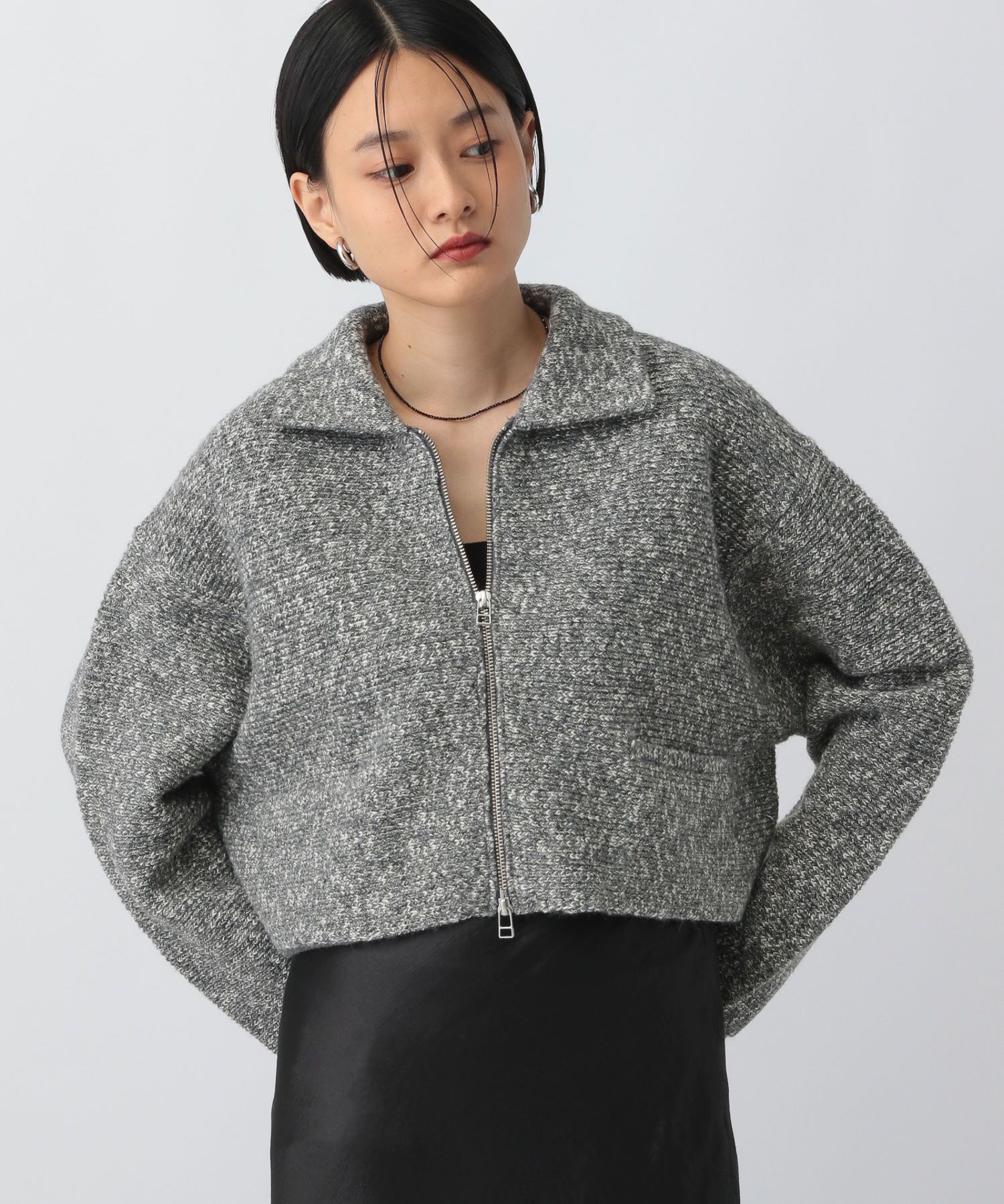 A part by 「ラメエリZIPカーディガン」|ニット・セーター|