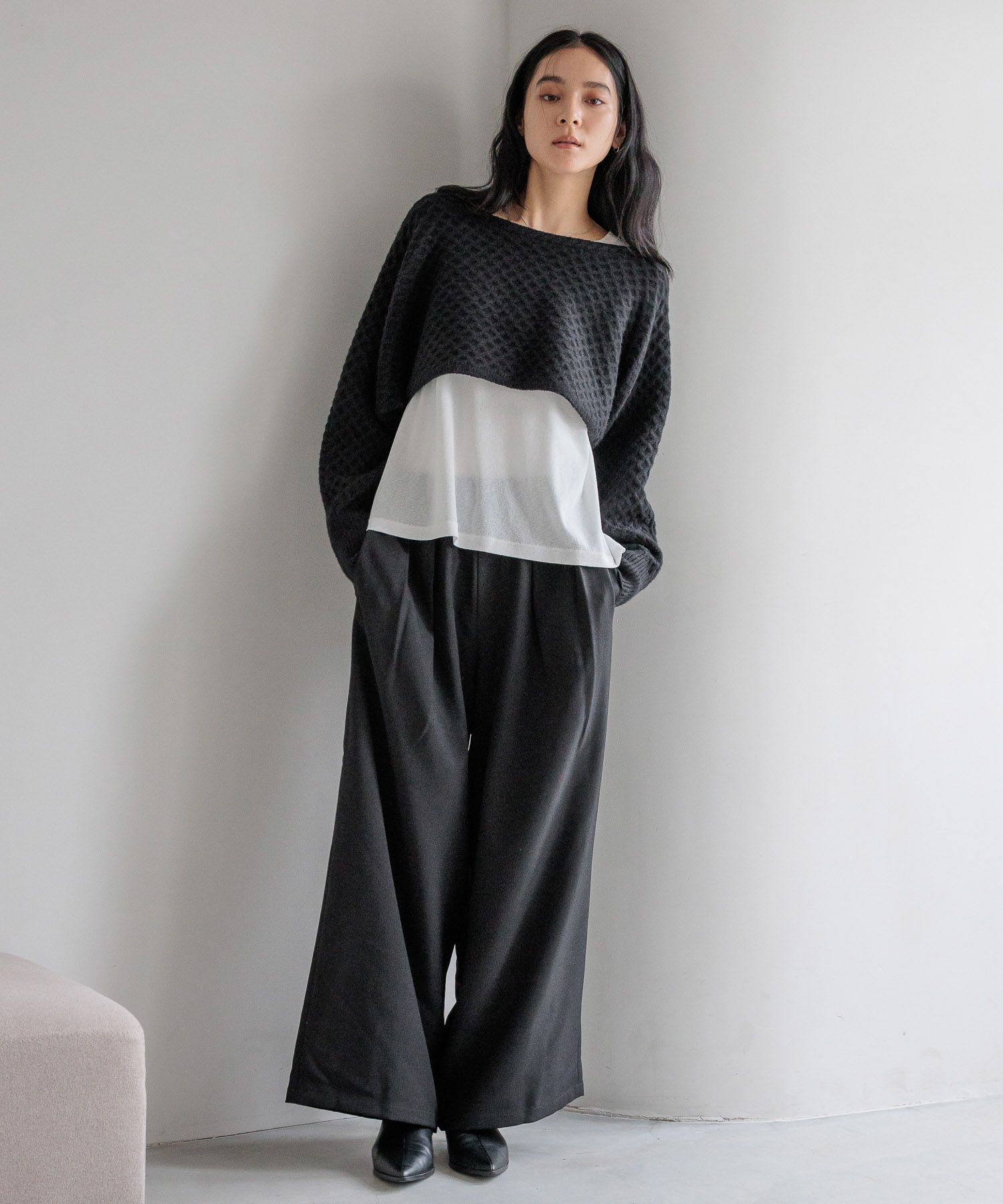 LOWRYS FARM「ウールライクイージーパンツ」|チノ|