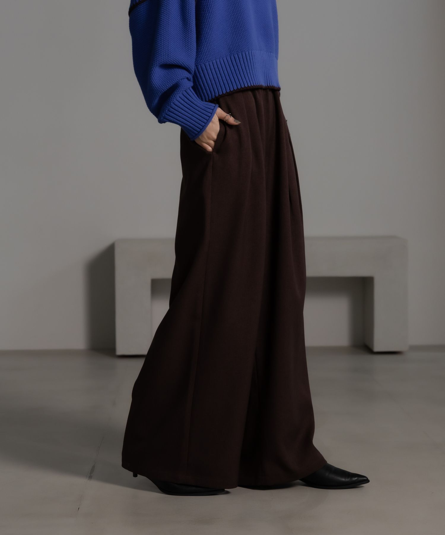 LOWRYS FARM「ウールライクイージーパンツ」|チノ|