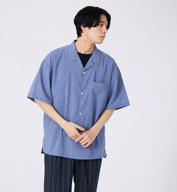 ABAHOUSE「WEB限定　ルーズオーバーオープンカラー開襟半袖シャツ」|シャツ・ブラウス|ブルーグレー