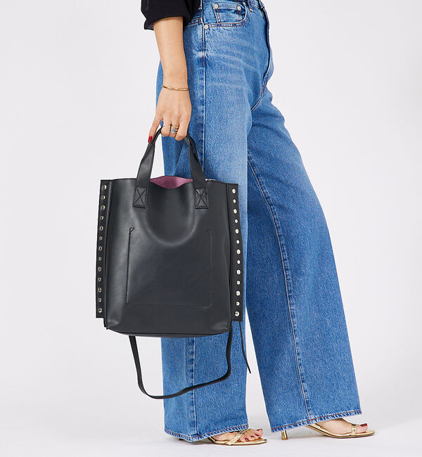 ABAHOUSE「【cheek /チーク】rivet 2way tote/リベット2way トート」|トートバッグ|ブラック