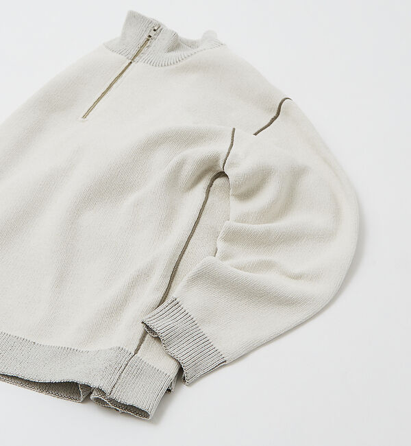 ABAHOUSE「ダブルフェイス モール ハーフジップ ニット」|ニット・セーター|オフホワイト