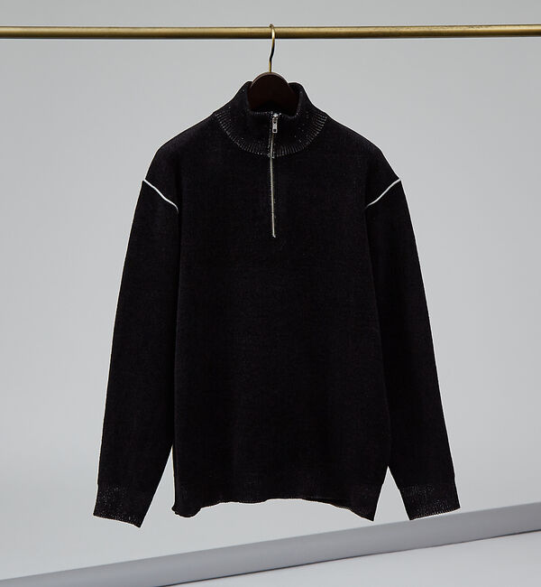 ABAHOUSE「ダブルフェイス モール ハーフジップ ニット」|ニット・セーター|