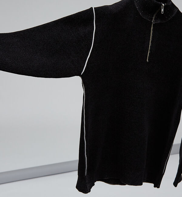 ABAHOUSE「ダブルフェイス モール ハーフジップ ニット」|ニット・セーター|