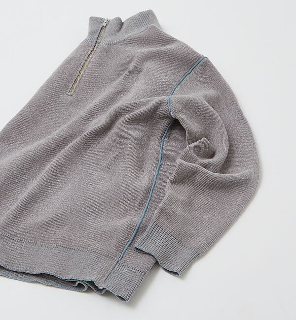 ABAHOUSE「ダブルフェイス モール ハーフジップ ニット」|ニット・セーター|グレー