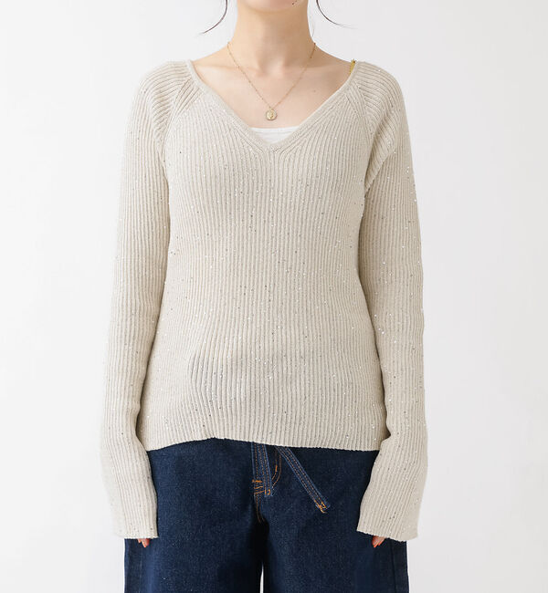 Rouge vif「2WAYスパンコールラメリブニット」|ニット・セーター|