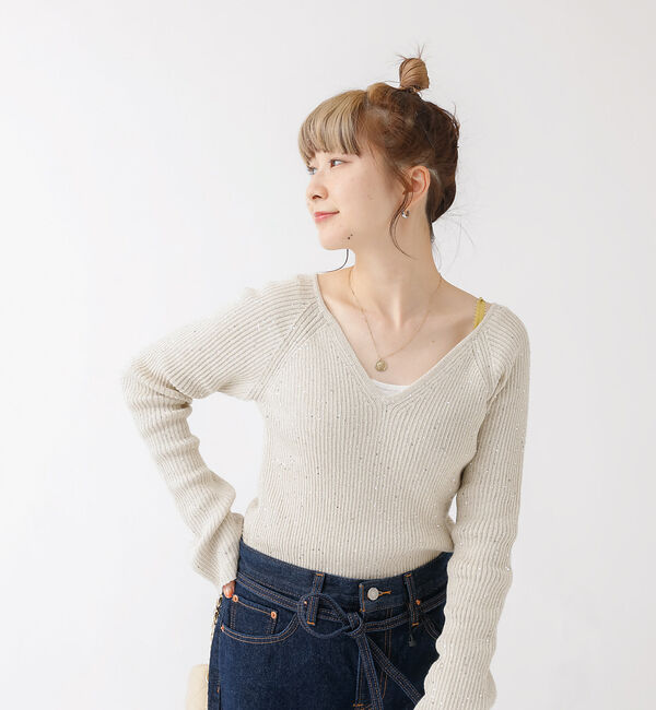 Rouge vif「2WAYスパンコールラメリブニット」|ニット・セーター|