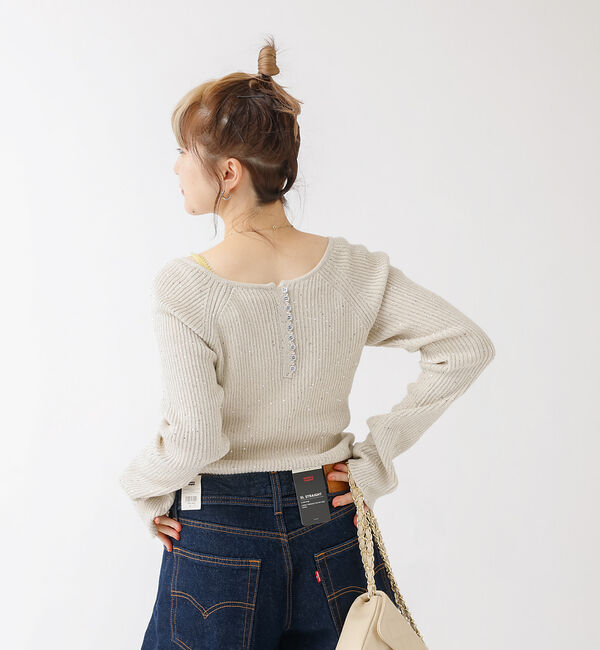 Rouge vif「2WAYスパンコールラメリブニット」|ニット・セーター|