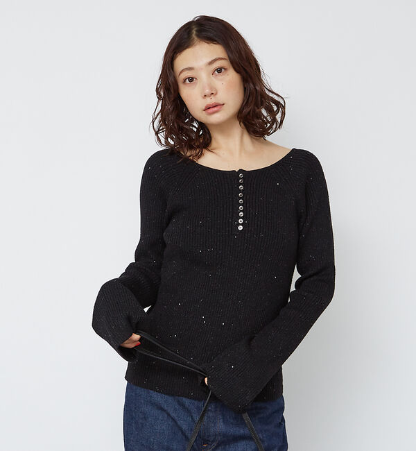 Rouge vif「2WAYスパンコールラメリブニット」|ニット・セーター|