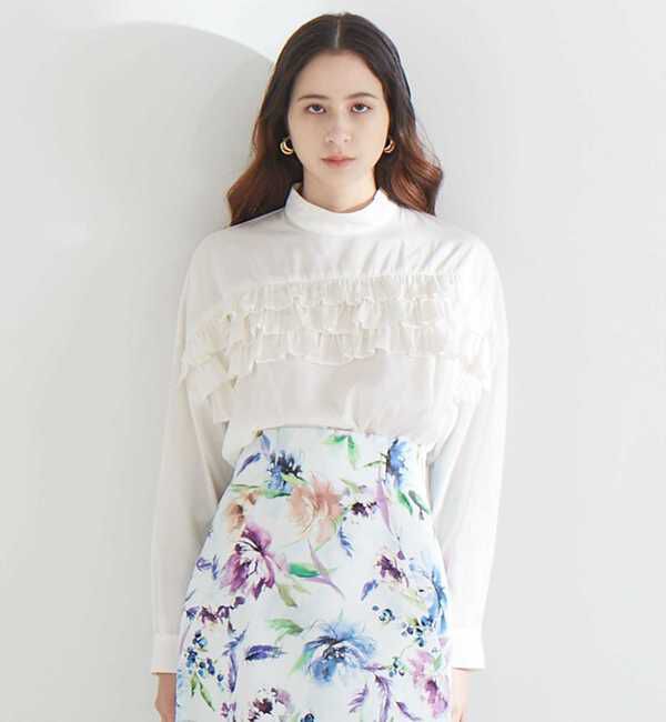 TIARA「ラインフリルブラウス」|シャツ・ブラウス|ホワイト