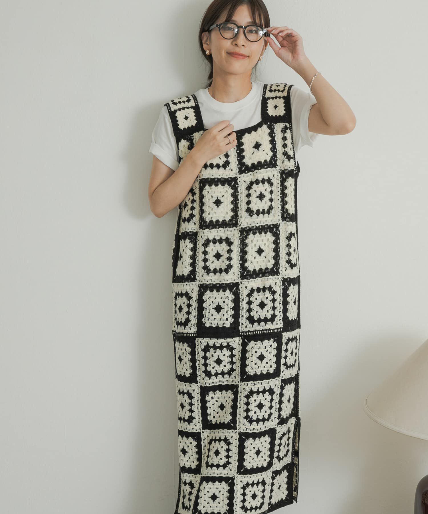 URBAN RESEARCH DOORS「パッチワーククロシェニットワンピース」|ワンピース|