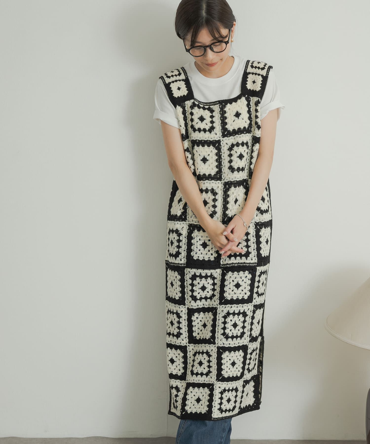 URBAN RESEARCH DOORS「パッチワーククロシェニットワンピース」|ワンピース|