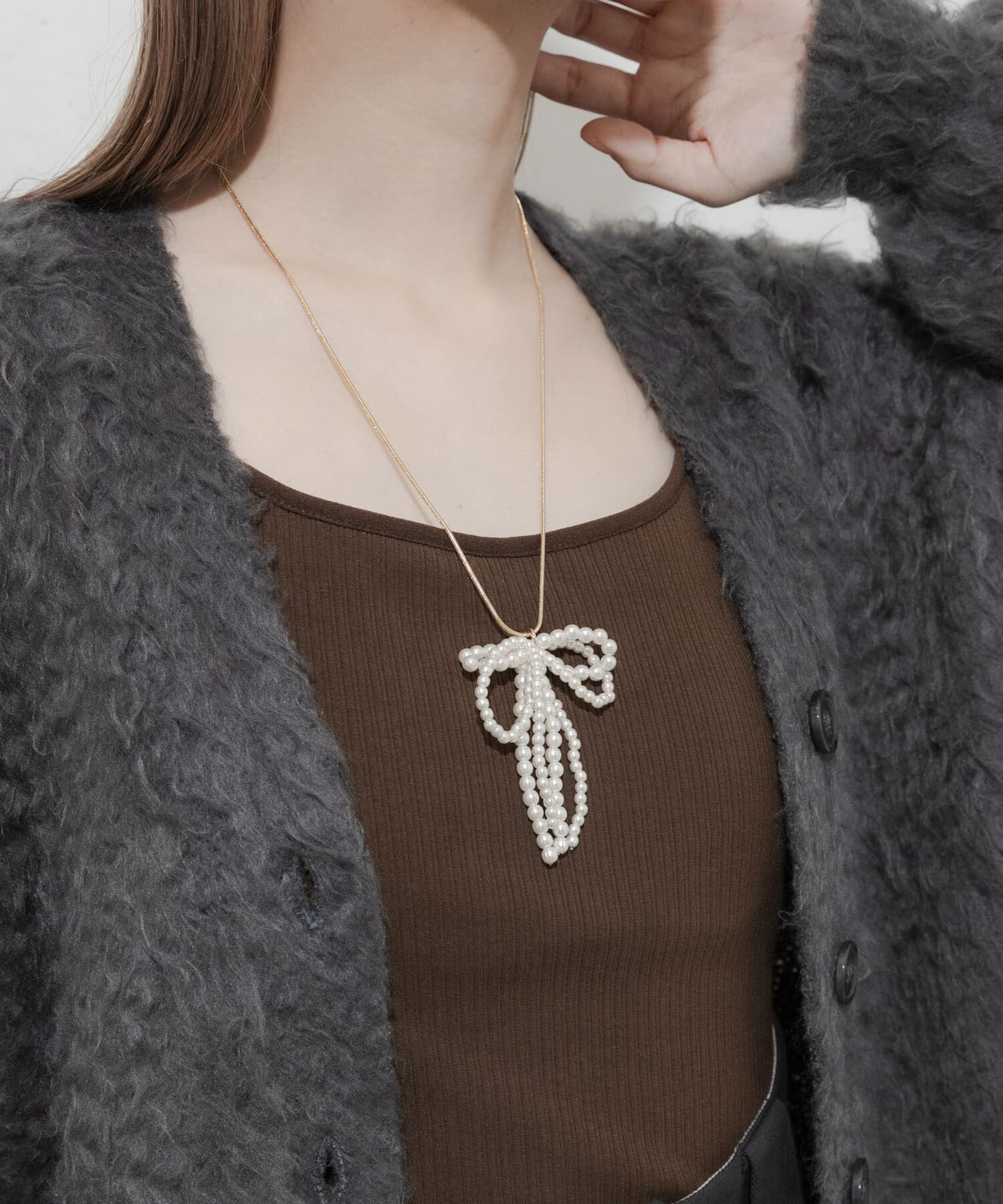 SMELLY「ボリュームパールトップスライドネックレス」|ネックレス|