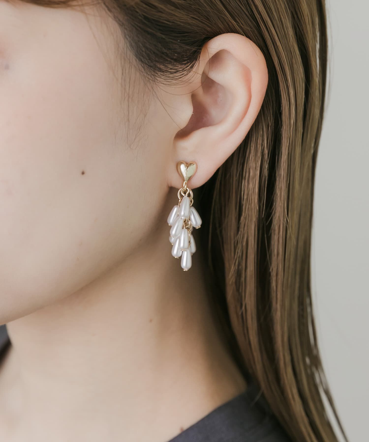 SMELLY「メタルハートパールシャワーイヤリング」|イヤリング|