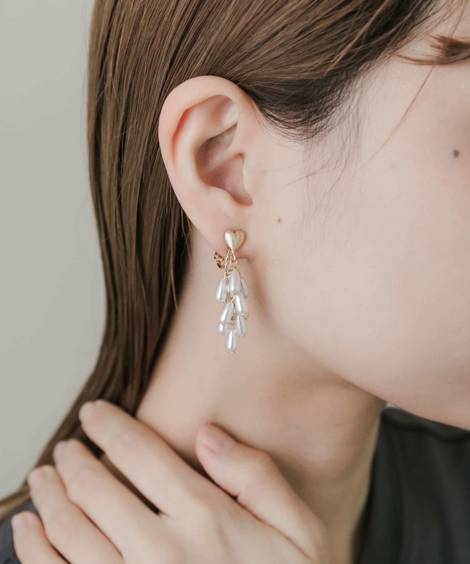 SMELLY「メタルハートパールシャワーイヤリング」|イヤリング|