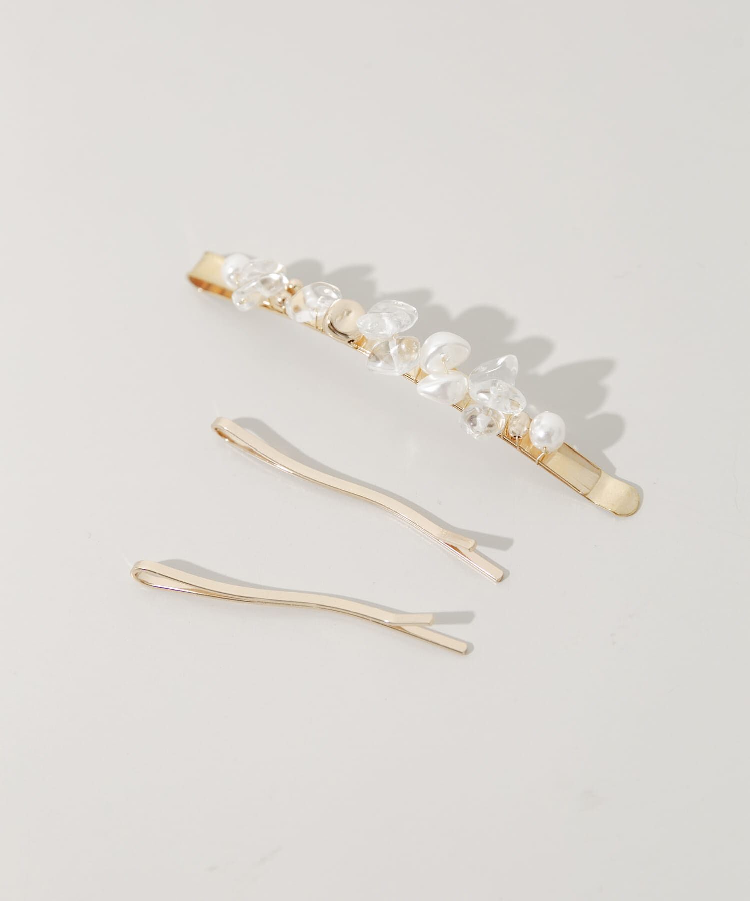 SMELLY「クリアパーツ3セットヘアピン」|その他|ゴールド系その他