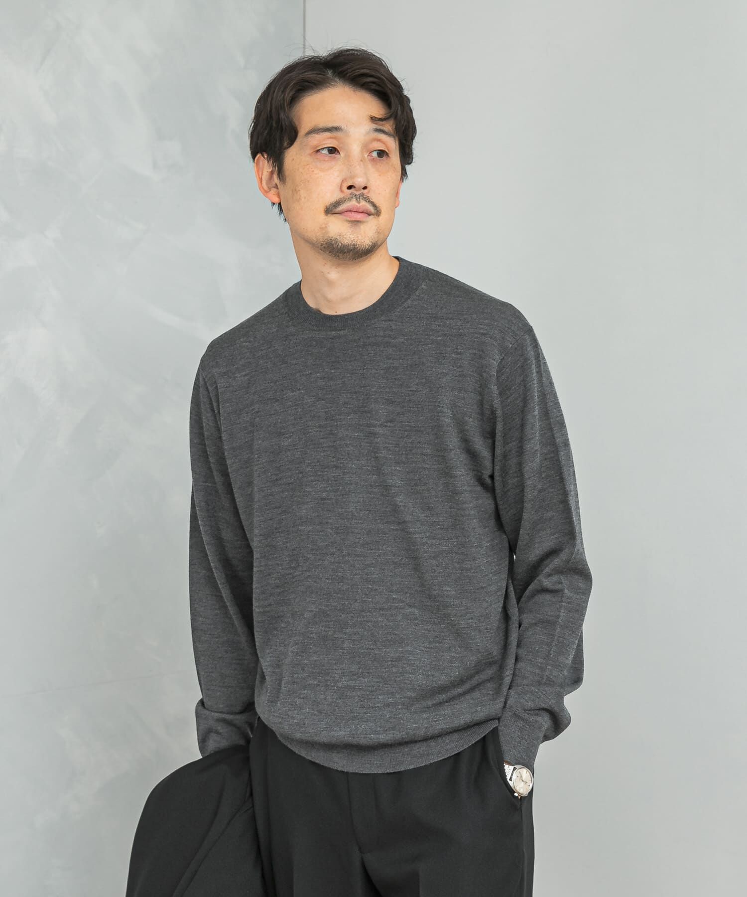 URBAN RESEARCH DOORS「LIFE STYLE TAILOR　マシンウォッシャブルハイゲージクルーニット」|シャツ・ブラウス|