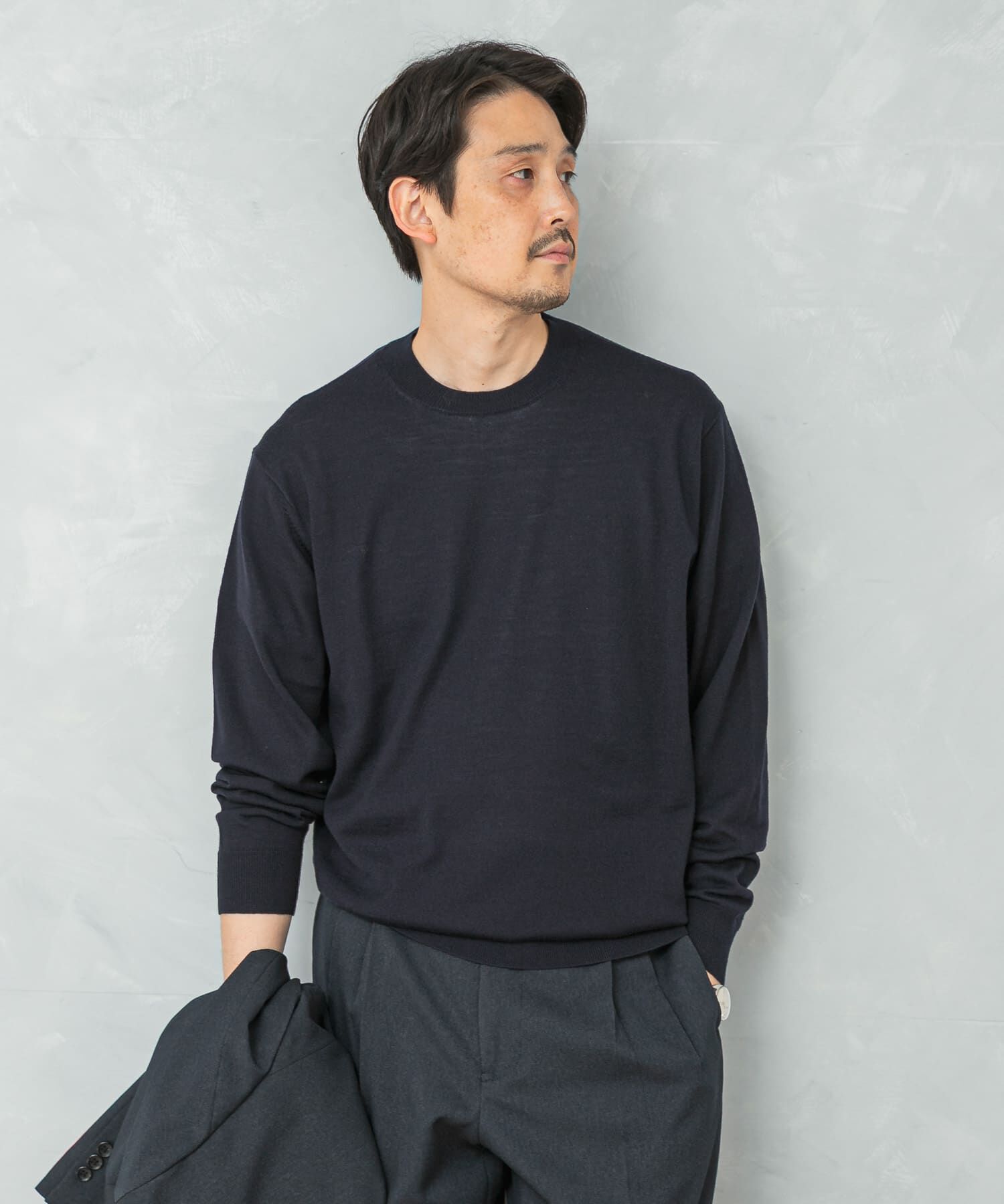 URBAN RESEARCH DOORS「LIFE STYLE TAILOR　マシンウォッシャブルハイゲージクルーニット」|シャツ・ブラウス|