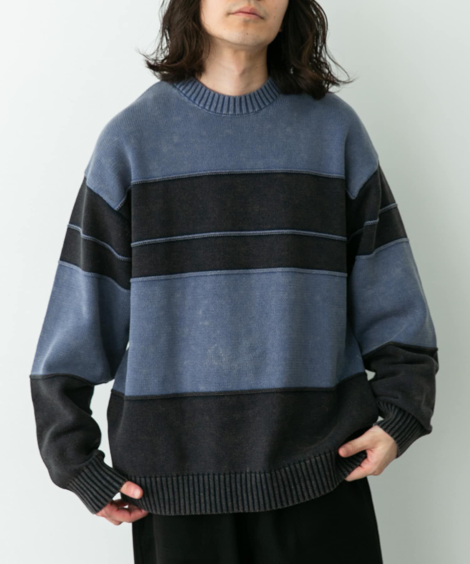 Sonny Label 「ピグメントパネルボーダーニット」|ニット・セーター|