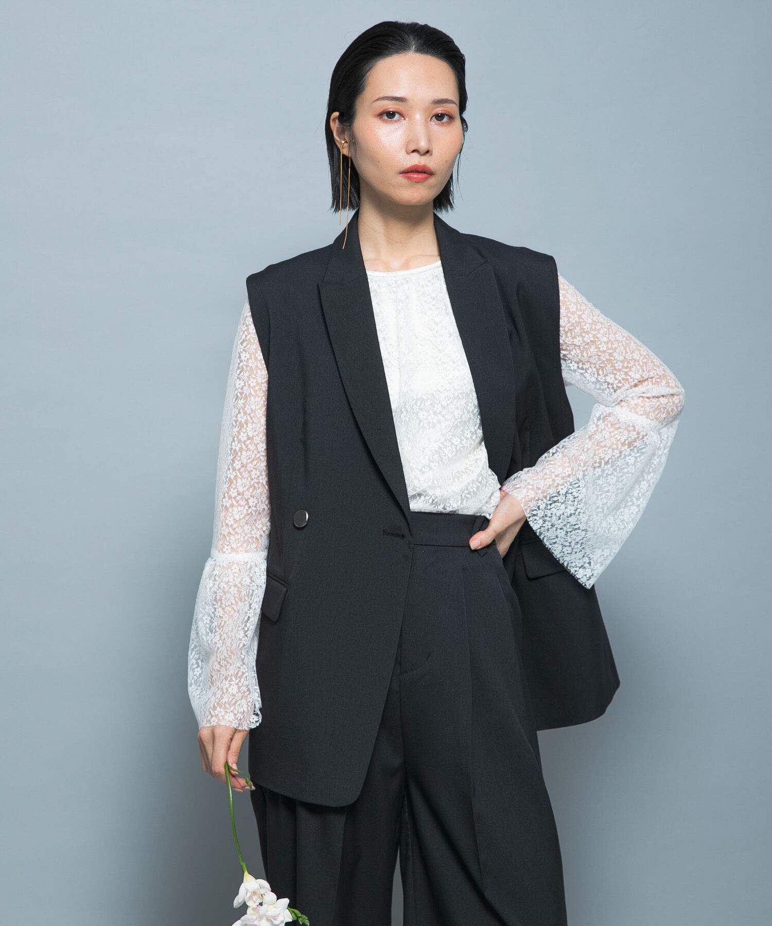 URBAN RESEARCH ROSSO「フレアスリーブレースブラウス」|シャツ・ブラウス|