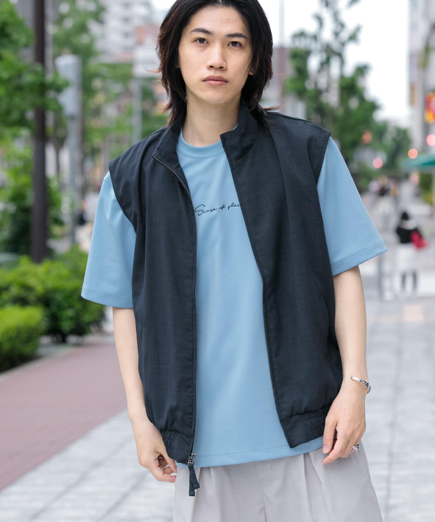 SENSE OF PLACE by URBAN RESEARCH「『ｲｰｼﾞｰｹｱ/ｾｯﾄｱｯﾌﾟ対応』ﾘﾈﾝﾗｲｸｽﾀﾝﾄﾞｶﾗｰW  」|ベスト・ジレ|