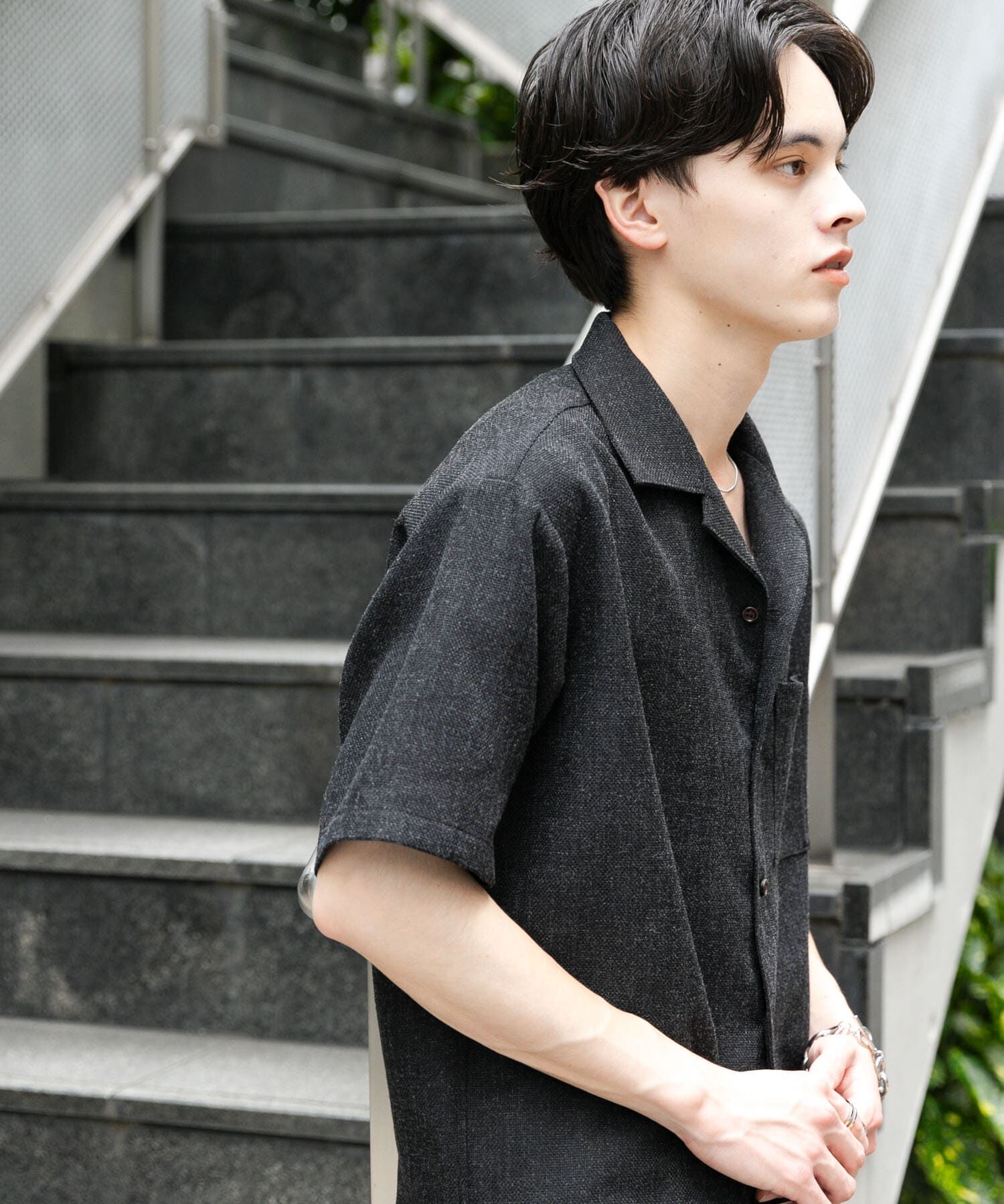 SENSE OF PLACE by URBAN RESEARCH「メランジプリペラオープンカラーショートスリーブシャツ」|シャツ・ブラウス|