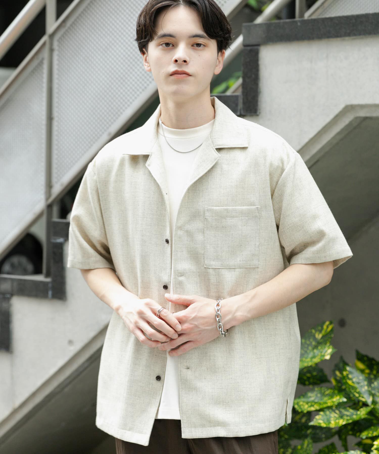 SENSE OF PLACE by URBAN RESEARCH「メランジプリペラオープンカラーショートスリーブシャツ」|シャツ・ブラウス|