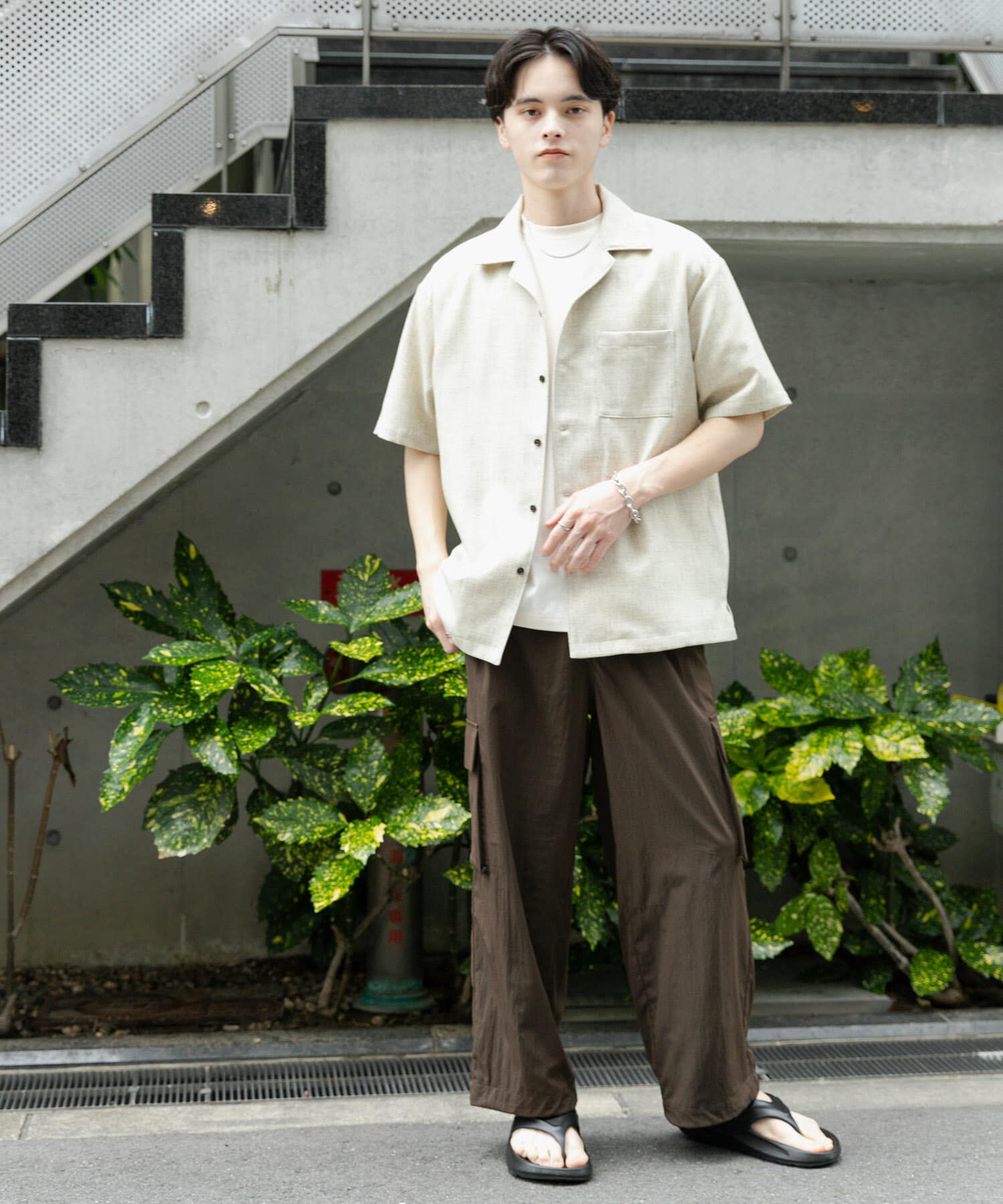 SENSE OF PLACE by URBAN RESEARCH「メランジプリペラオープンカラーショートスリーブシャツ」|シャツ・ブラウス|