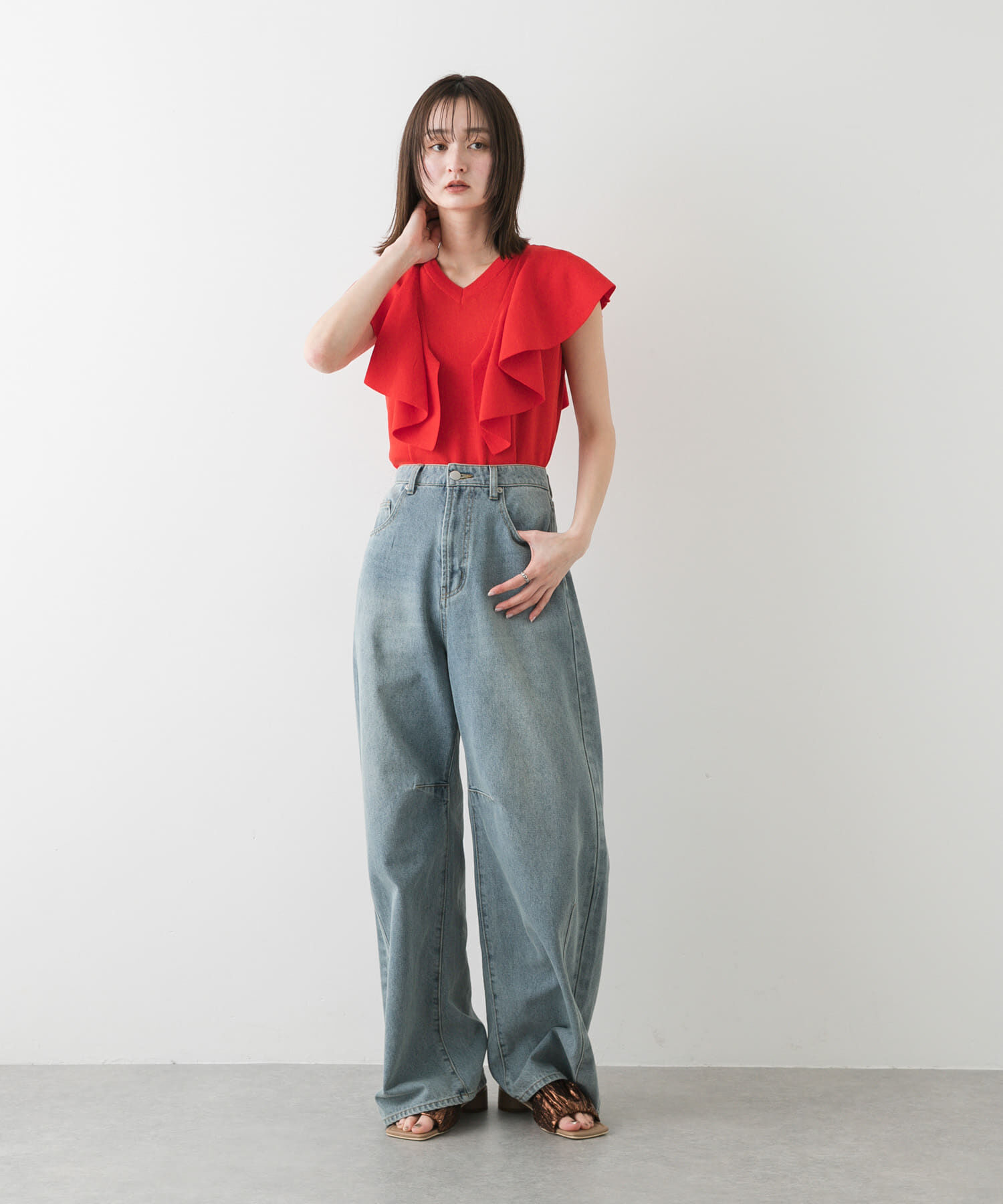 SENSE OF PLACE by URBAN RESEARCH「スクエアトゥメタリックギャザーサンダル」|サンダル|