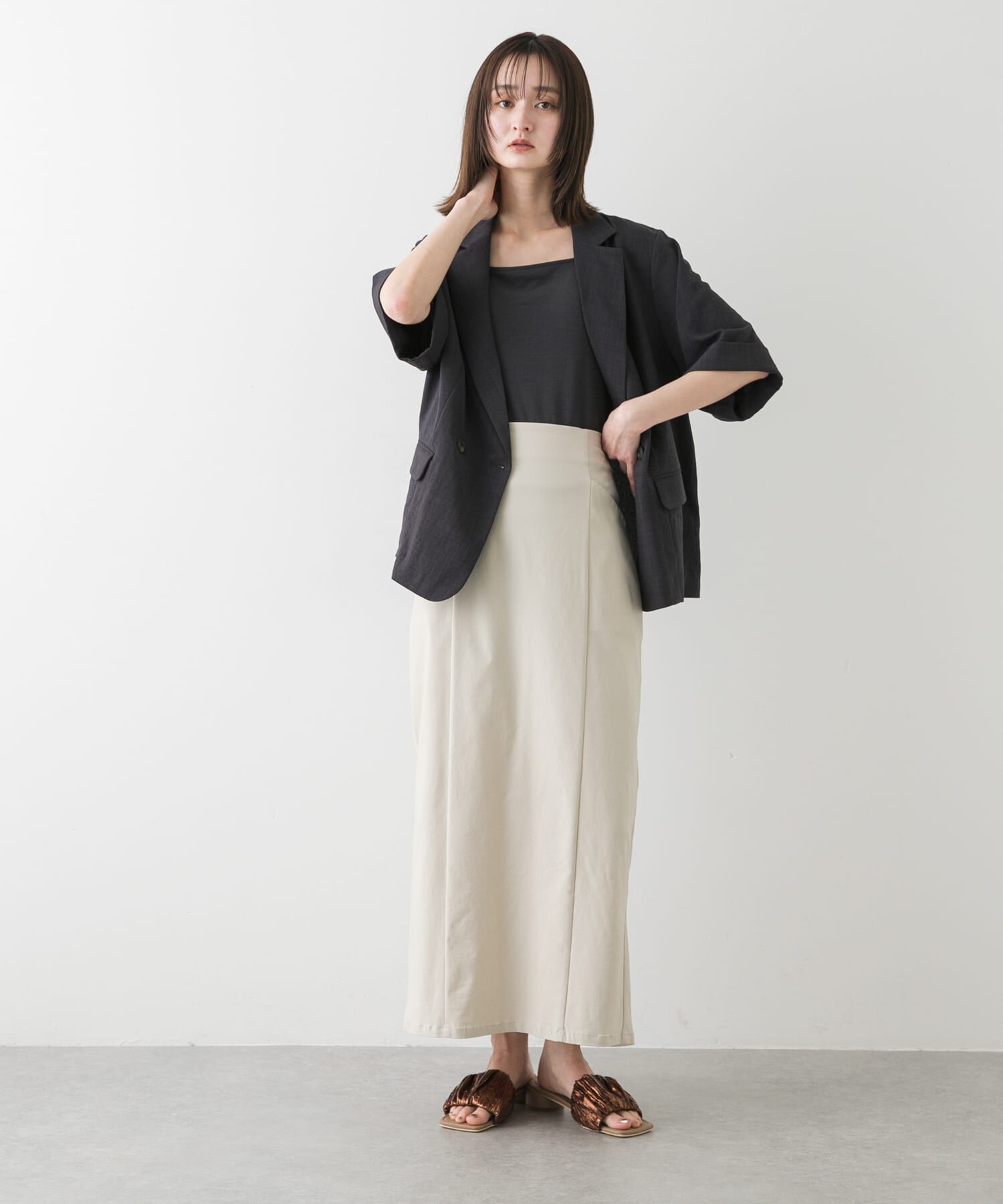 SENSE OF PLACE by URBAN RESEARCH「スクエアトゥメタリックギャザーサンダル」|サンダル|