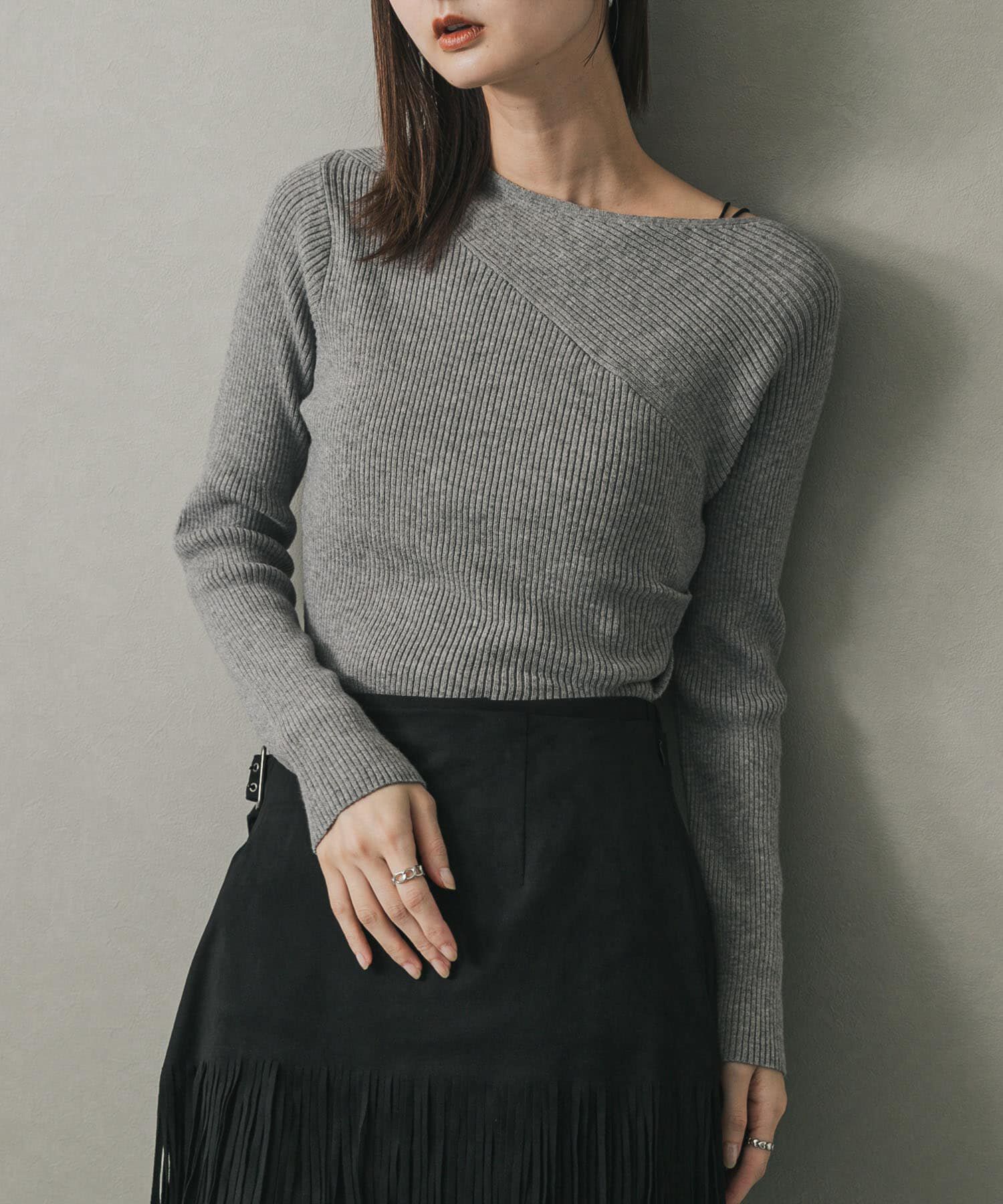 SENSE OF PLACE by URBAN RESEARCH「アシメデザインセーター」|ニット・セーター|グレー