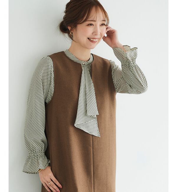 le.coeur blanc「《手洗い可能》キカプリントスカーフタイブラウス」|シャツ・ブラウス|