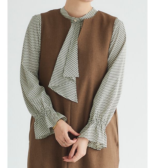 le.coeur blanc「《手洗い可能》キカプリントスカーフタイブラウス」|シャツ・ブラウス|