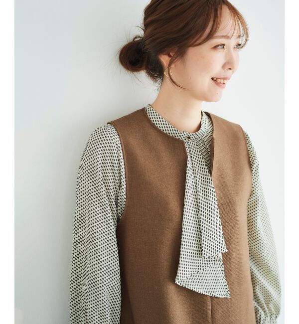 le.coeur blanc「《手洗い可能》キカプリントスカーフタイブラウス」|シャツ・ブラウス|