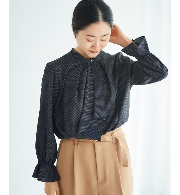 le.coeur blanc「《手洗い可能》キカプリントスカーフタイブラウス」|シャツ・ブラウス|
