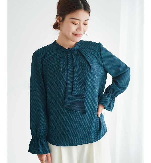 le.coeur blanc「《手洗い可能》キカプリントスカーフタイブラウス」|シャツ・ブラウス|