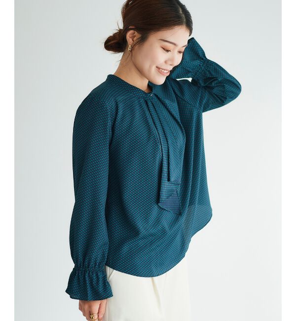 le.coeur blanc「《手洗い可能》キカプリントスカーフタイブラウス」|シャツ・ブラウス|