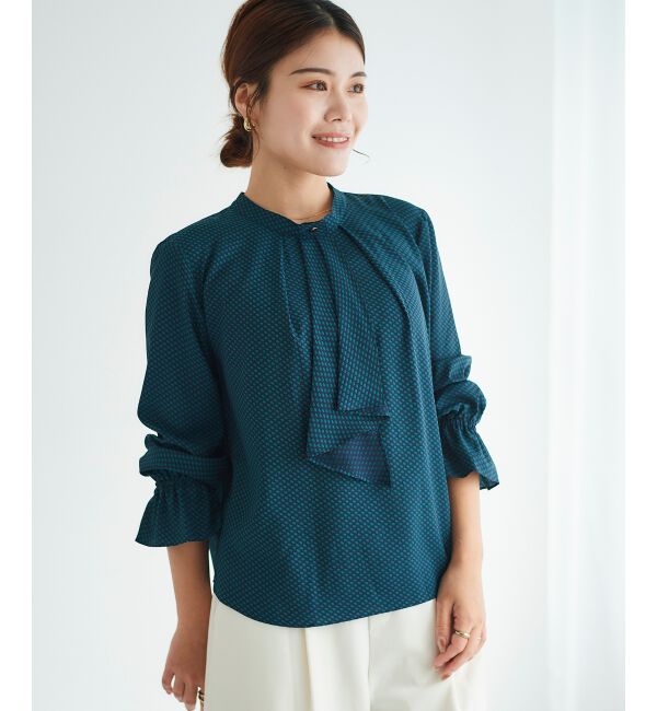 le.coeur blanc「《手洗い可能》キカプリントスカーフタイブラウス」|シャツ・ブラウス|