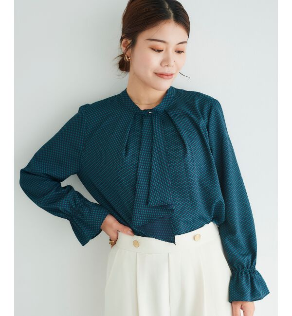 le.coeur blanc「《手洗い可能》キカプリントスカーフタイブラウス」|シャツ・ブラウス|