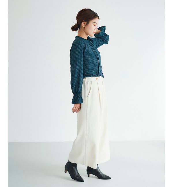 le.coeur blanc「《手洗い可能》キカプリントスカーフタイブラウス」|シャツ・ブラウス|