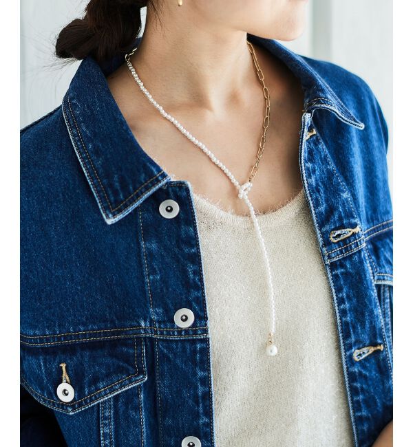 le.coeur blanc「パール&times;チェーンアシメネックレス」|ネックレス|ゴールド