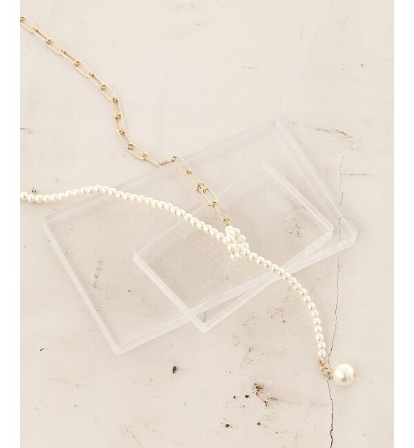 le.coeur blanc「パール&times;チェーンアシメネックレス」|ネックレス|