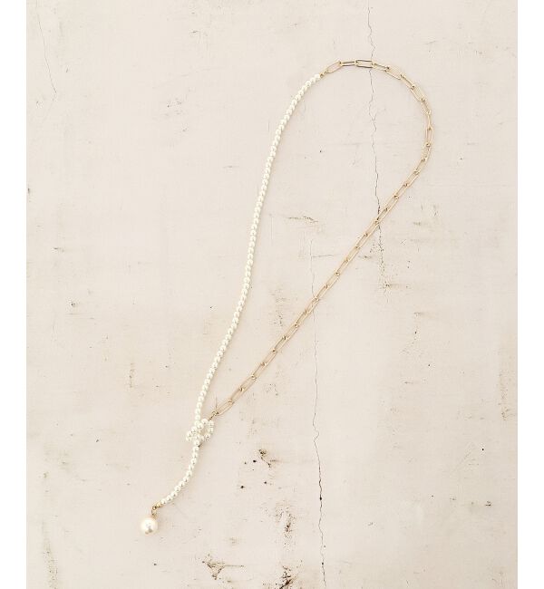 le.coeur blanc「パール&times;チェーンアシメネックレス」|ネックレス|