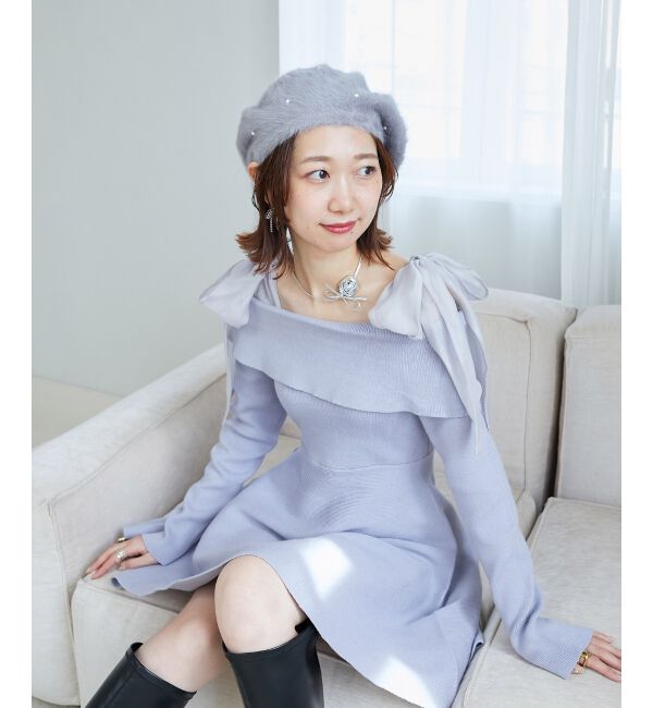 MAJESTICLEGON「ふわふわパールベレー帽」|ハンチング・ベレー帽|