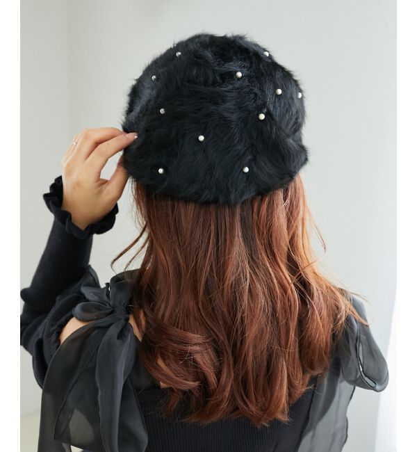 MAJESTICLEGON「ふわふわパールベレー帽」|ハンチング・ベレー帽|