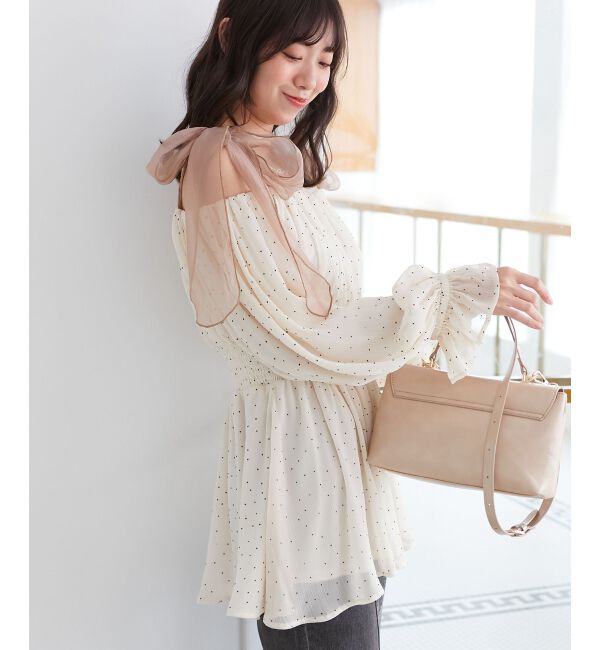 MAJESTICLEGON「ショルダーリボンオフショルチュニック」|シャツ・ブラウス|