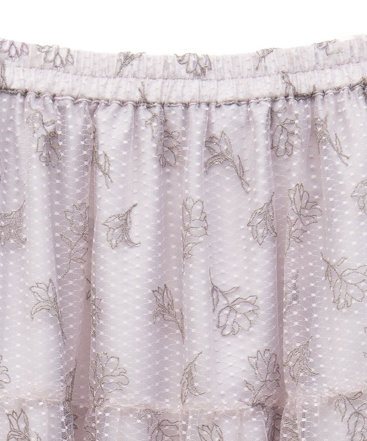 earth music&ecology「フラワー刺繍チュールスカート」|フレア|