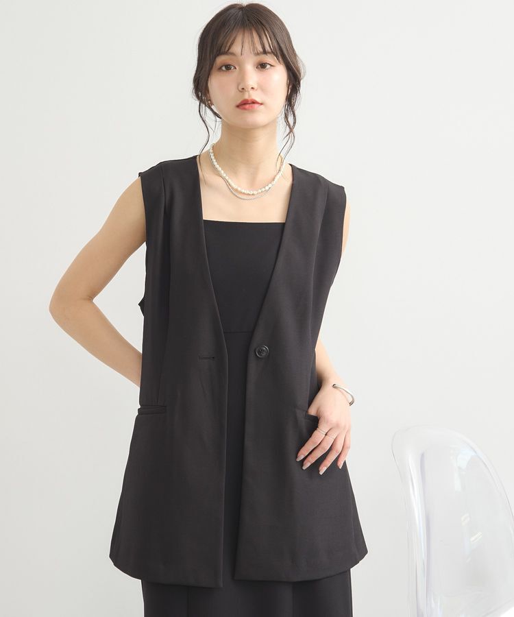 earth music&ecology「ショルダータックジレ」|その他|Black